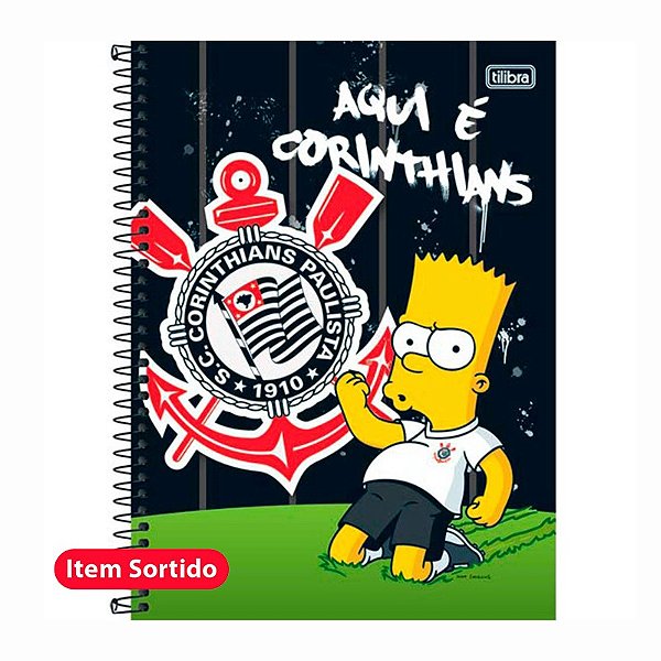 Caderno Capa Dura Univ. 1x1 96Fls Simpsons Corinthians Tilibra
