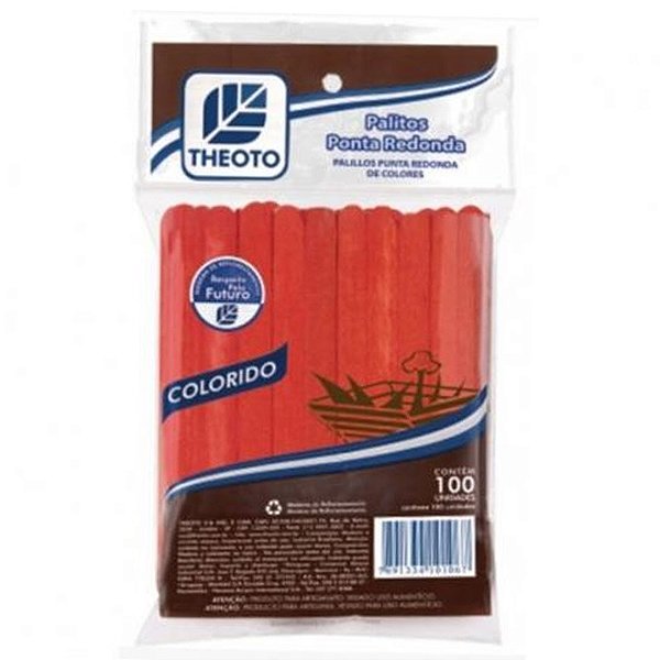 Palito de Sorvete Vermelho PCT C/100 UN