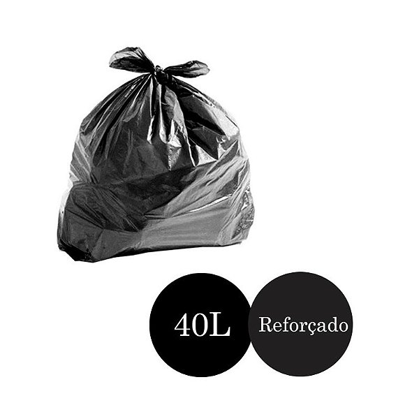 Saco de Lixo Reforçado Preto 40LTS PCT C/100 UN