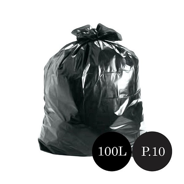 Saco de Lixo Preto P.10 100LTS PCT C/100 UN