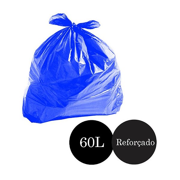 Saco de Lixo Reforçado Azul 60LTS PCT C/100 UN
