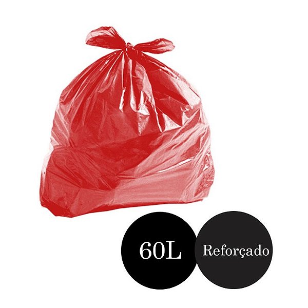 Saco de Lixo Reforçado Vermelho 60LTS PCT C/100 UN