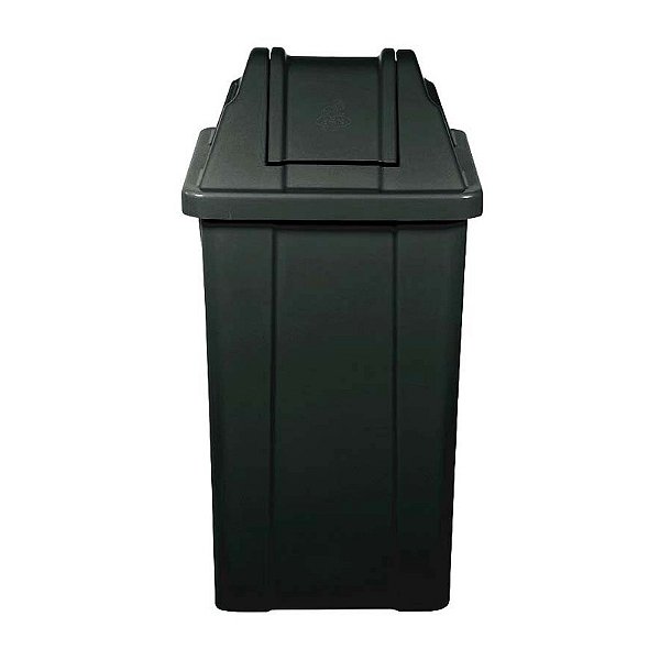 Lixeira Plástica  Preta Quadrada Tampa Vai-Vem 25 litros Q25 JSN