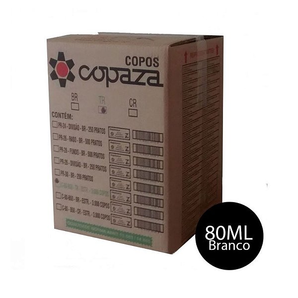 Copo Descartavél Café Branco 80ml Copaza CX C/3000 UN