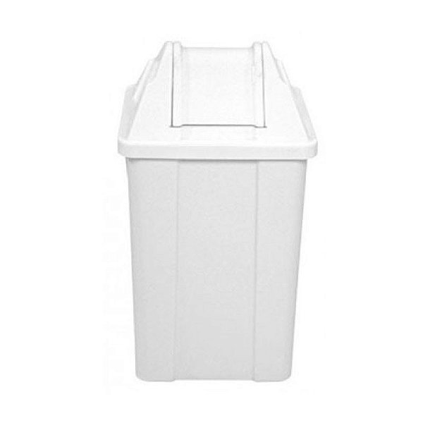 Lixeira Plástica Branca Quadrada Tampa Vai-Vem 60 litros.