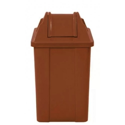 Lixeira Quadrada Tampa Vai-Vem Marrom 60L