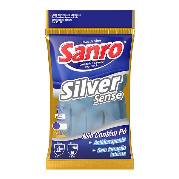 Luva de Latex Sanro Silver Sense  Azul M (7)