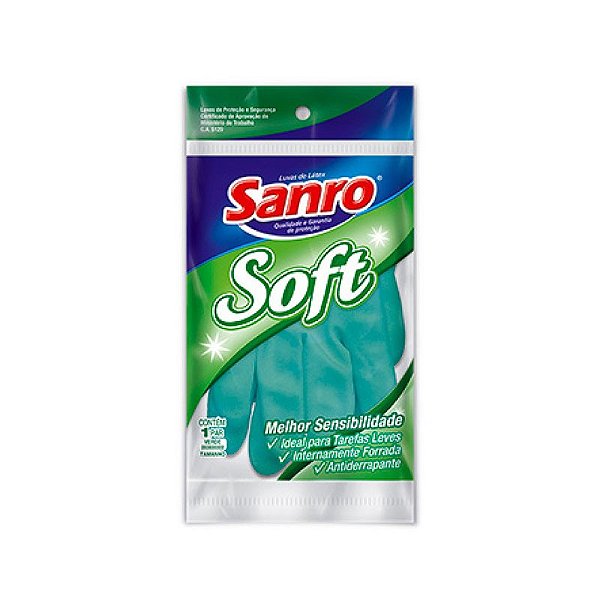 Luva de Latex Sanro Soft Verde M