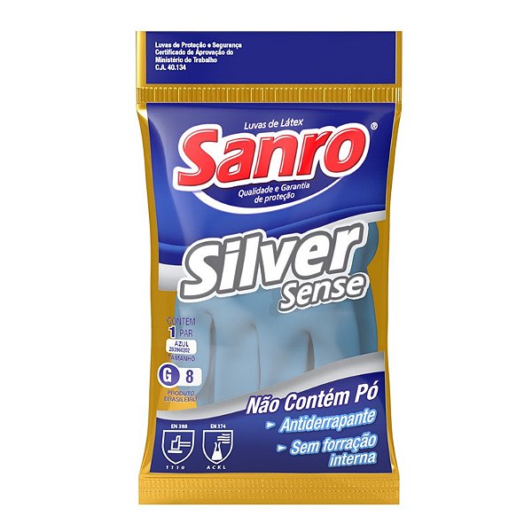 Luva de Latex Sanro Silver Sense  Azul G