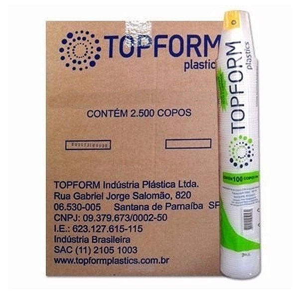 Copo Descartavél Branco PS Topform 180ml C/2500 UN