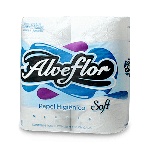 Papel Higiênico Folha Simples Alveflor 16 Pacotes com 4 Rolos de 30 Metros