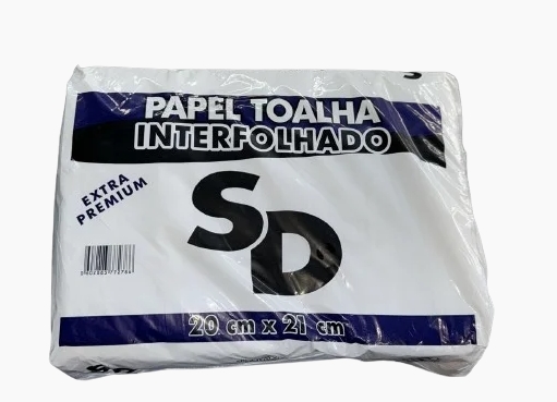 Papel Toalha Interfolha 2 Dobras 100% Celulose Folha Simples 20x21 cm