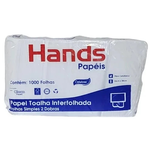 Papel Interfolha 2 Dobras 20x20cm Folha Simples C/1000 Folhas Hands Prime