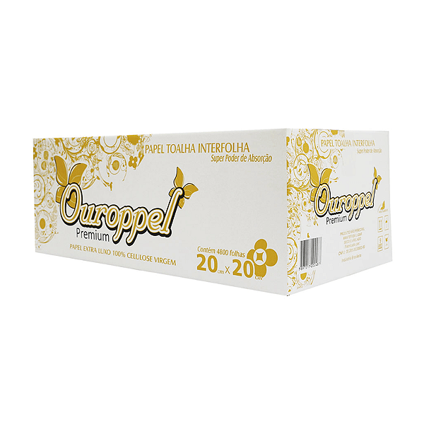 Papel Interfolhado 2 Dobras Branco 100% Celulose 4800 Folhas - Ouroppel 22,5x20 cm (Ref. 1427)