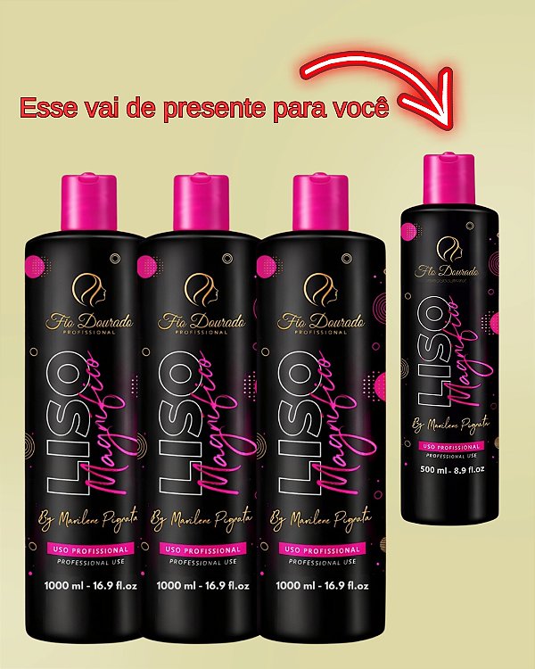 3 REALINHAMENTO LISO MAGNÍFICO PAUSA 10 A 20 MINUTOS PODENDO SE ESTENDER ATÉ 60 MINUTOS 1L GANHE DE PRESENTE 1 REALINHAMENTO LISO MAGNÍFICO 500Ml