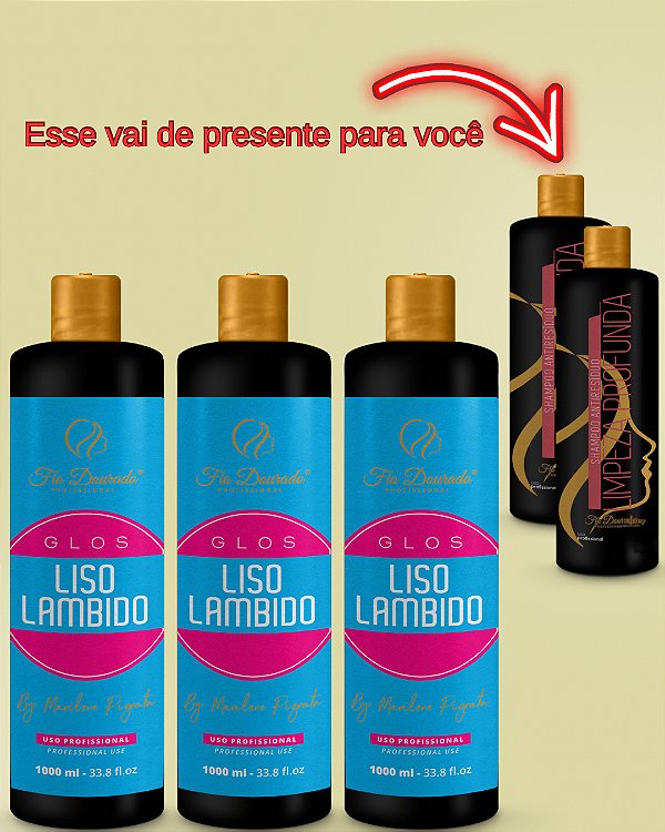 3 REALINHAMENTO LISO LAMBIDO PAUSA DE 10 A 20 MINUTOS PODENDO SE ESTENDER ATÉ 60 MINUTOS 1L. GANHE DE PRESENTE 2 SHAMPOO LIMPEZA PROFUNDA 500Ml.