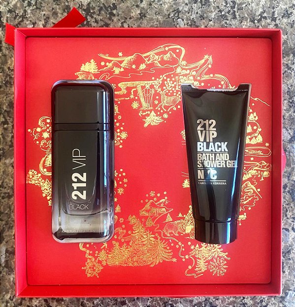 Kit Carolina Herrera 212 VIP Black Eau de Parfum 100ml + Gel de Banho 100ml