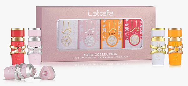 Kit Miniaturas Yara Collection Lattafa – 4 perfumes de 5ml cada