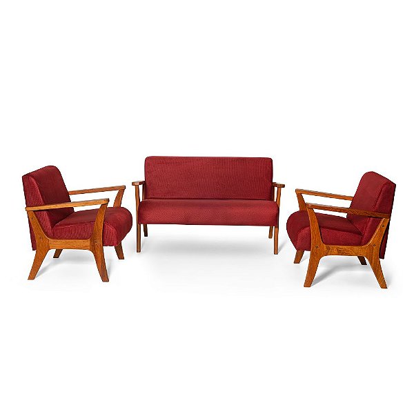 Conjunto de Poltronas Estofadas em Madeira Maciça Cléo Bordô – Straub Web