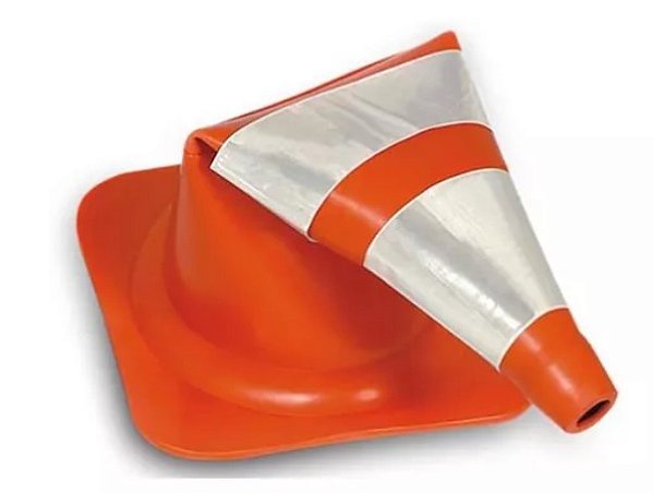 CONE FLEXIVEL LAR/BCO 75 CM REFLETIVO PLASTCOR