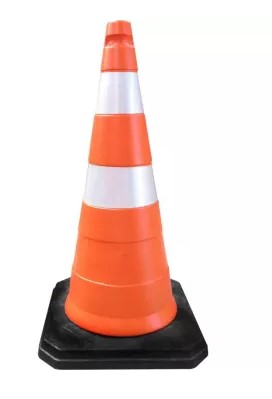 CONE PVC 75 COM REFLETIVO C/ BASE BORRACHA ECOSINAL