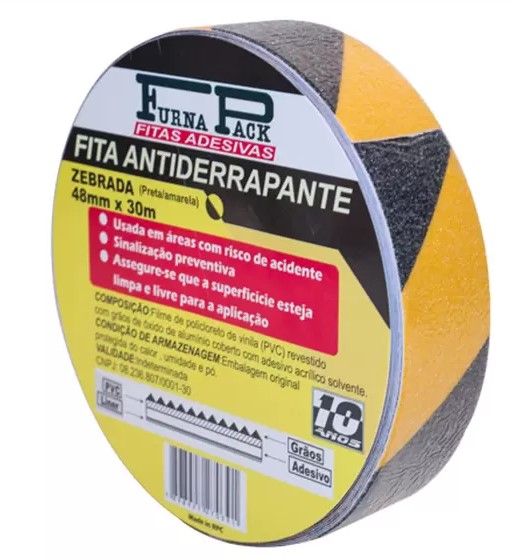FITA ANTI DERRAPANTE FURNAPACK PRETA/AMARELA ROLO 30 MTS