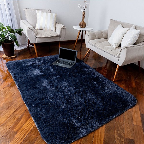 Tapete Felpudo Cinza Escuro Antiderrapante para Sala e Quarto – 2,00 x 1,40 m