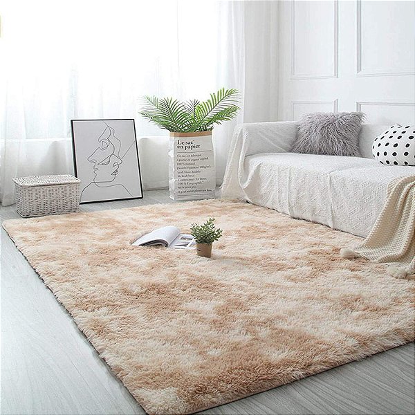 Tapete Felpudo Bege Mesclado Antiderrapante para Sala e Quarto – 2,00 x 3,00 m