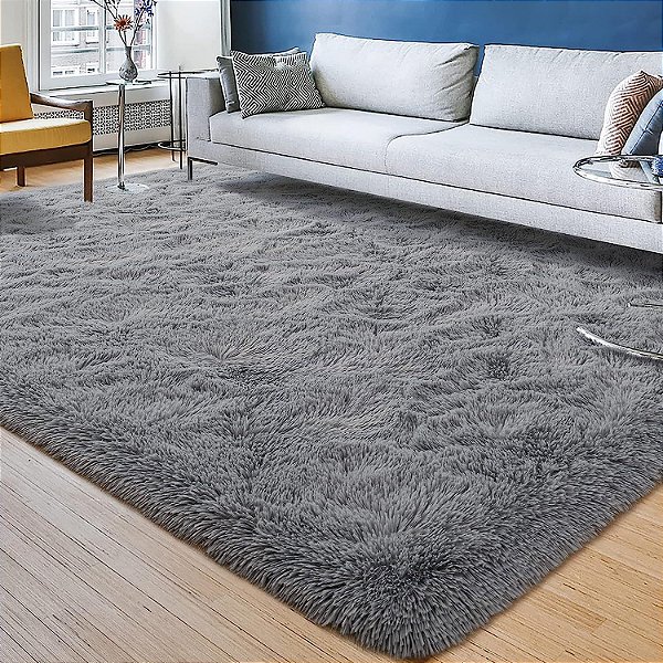 Tapete Felpudo Cinza Antiderrapante para Sala e Quarto – 2,00 x 3,00 m