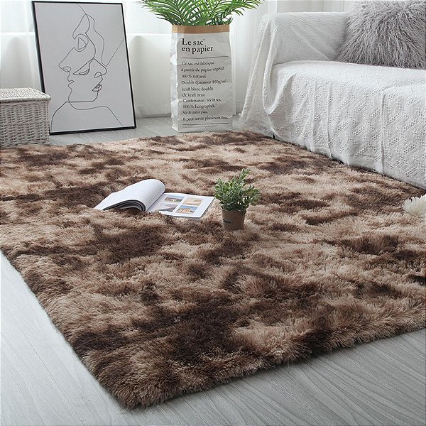 Tapete Felpudo Marrom Mesclado Antiderrapante para Sala e Quarto – 2,00 x 3,00 m
