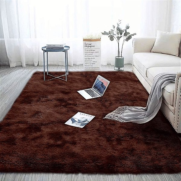 Tapete Felpudo Marrom Antiderrapante para Sala e Quarto – 2,00 x 3,00 m