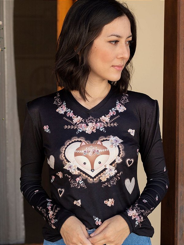 Blusa Raposa Manga Longa