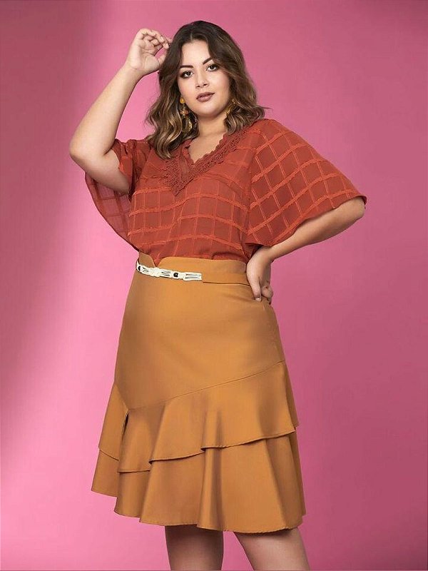 Blusa Bata Square Plus Size