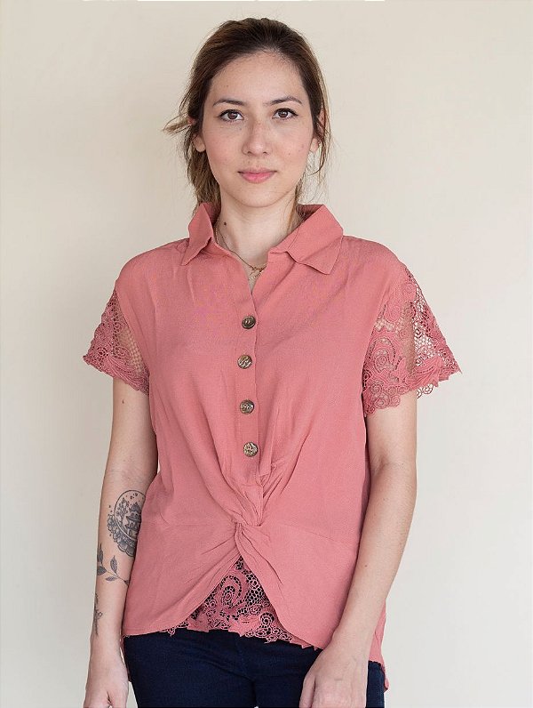 Blusa Crepe Telha