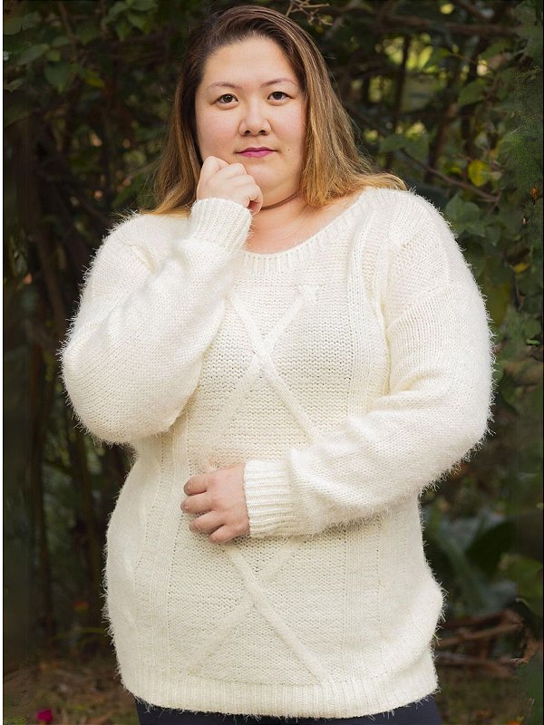 Blusa Tricô Plus Size Toque Peluciado