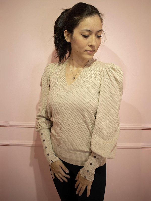Blusa Tricô Manga Bufante