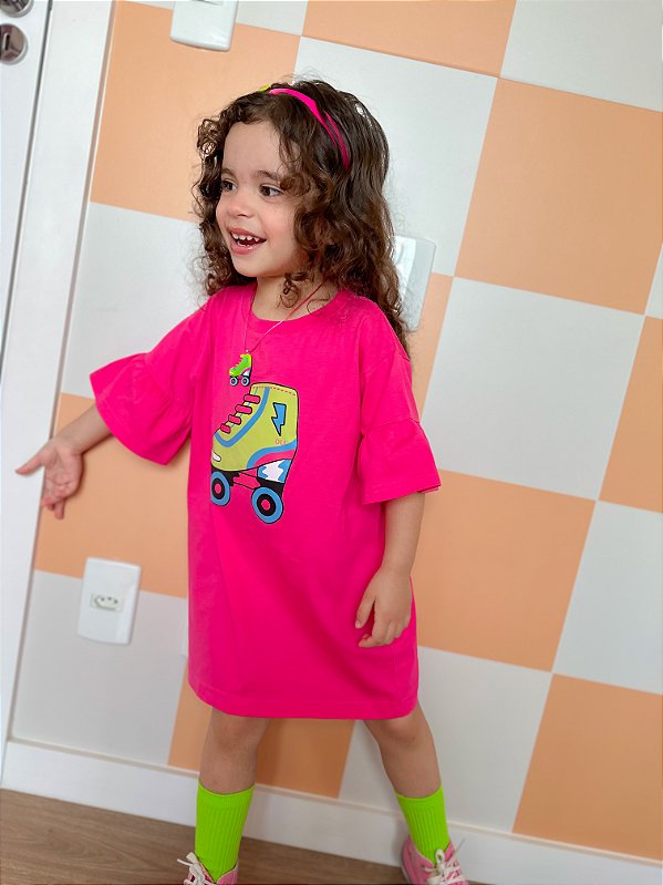 Vestido manga sino chiclete