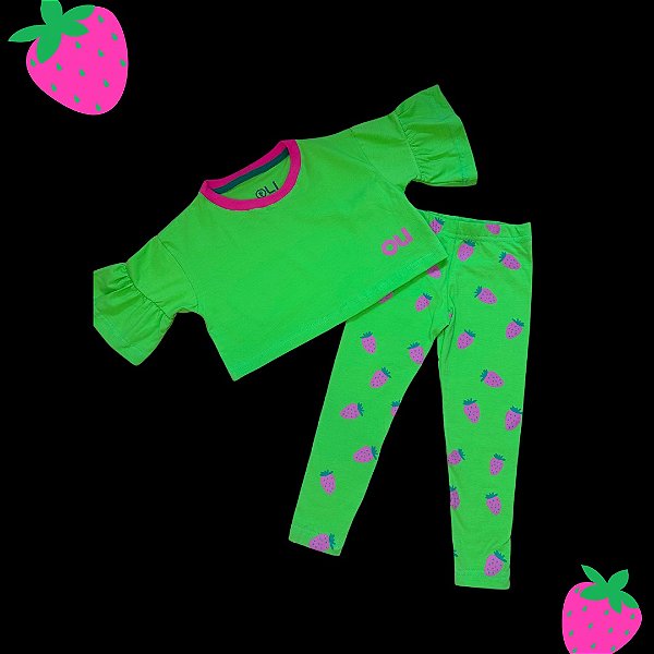 Conjunto Moranguinhos Verde e rosa