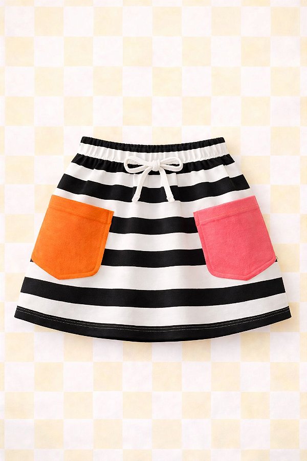 Saia listrada com bolso
