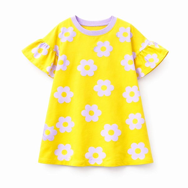 Vestido Floral Amarelo e lilás
