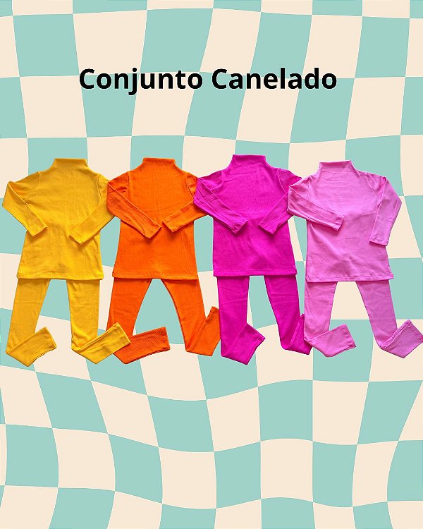 Conjunto Algodão Canelado Laranja