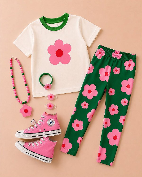Camiseta Flor verde