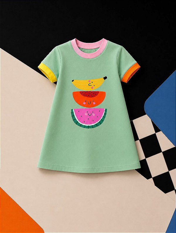 Kit Vestido Verde Frutas