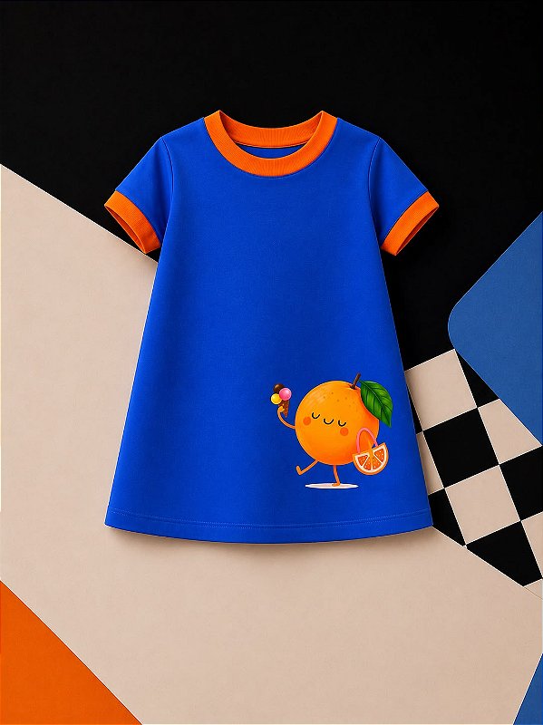 Kit Vestido Azul Laranja