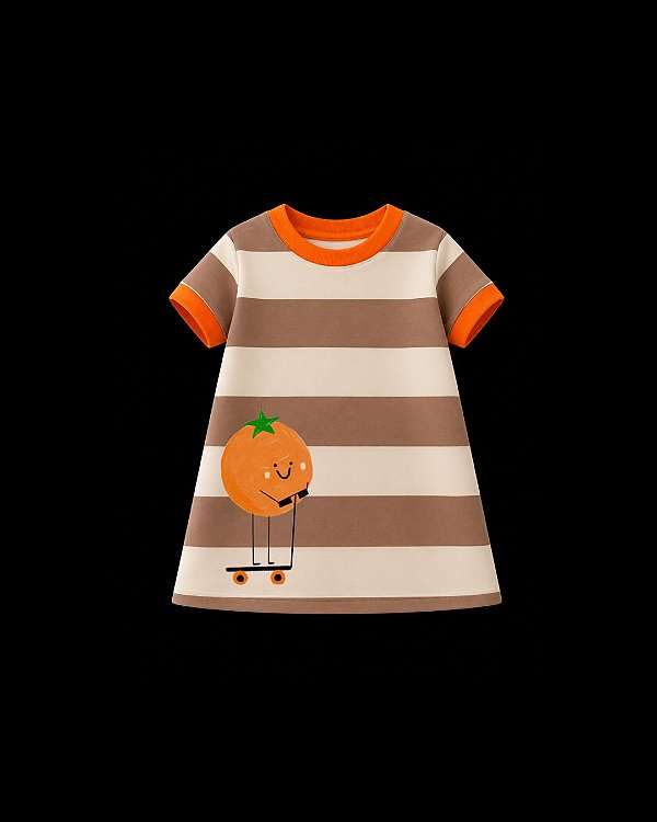 Vestido listrado Marrom Laranja