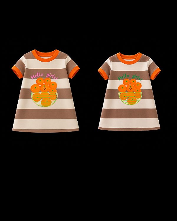 Vestido listrado Marrom Hello Girls