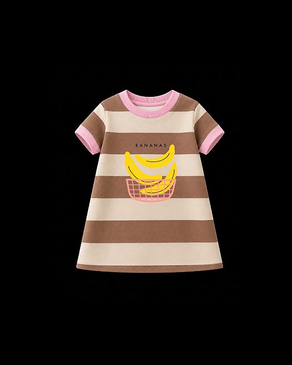 Vestido listrado Marrom Bananas