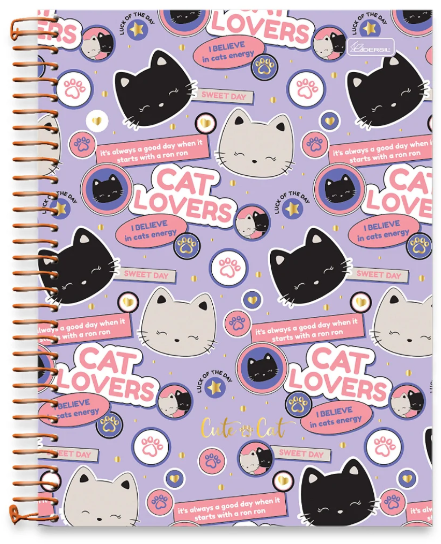 CADERNO UNIVERSITARIO 1X1 80FLS CUTE CAT