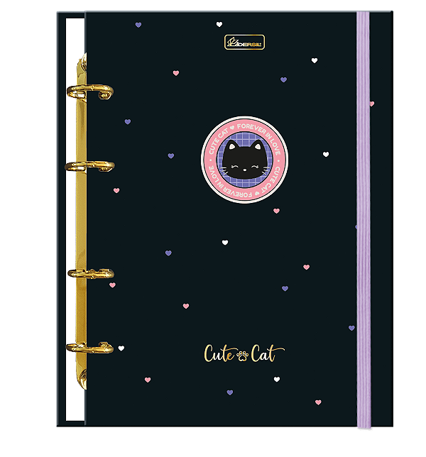 CADERNO COL ARGOLADO CRIATIVO C/ELAST. CUTE CAT