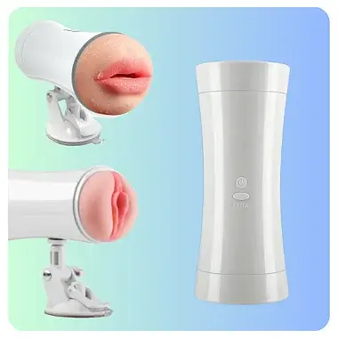 Masturbador Vibrador com Boca e Vagina com ventosa